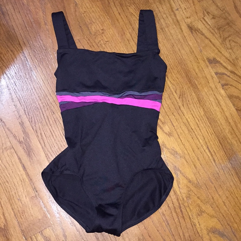 Gaynor Minden Soirée Leotard Black w/ Tank Straps